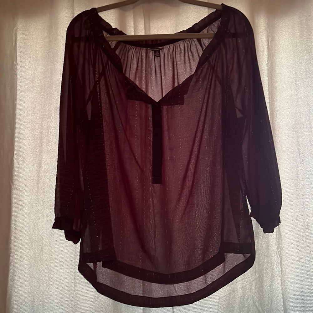 Large American eagle blouse! Shear with blue and red patterns